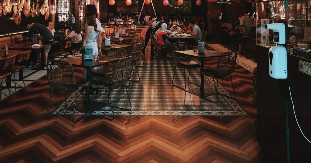 Hardwood floor in a restaurant