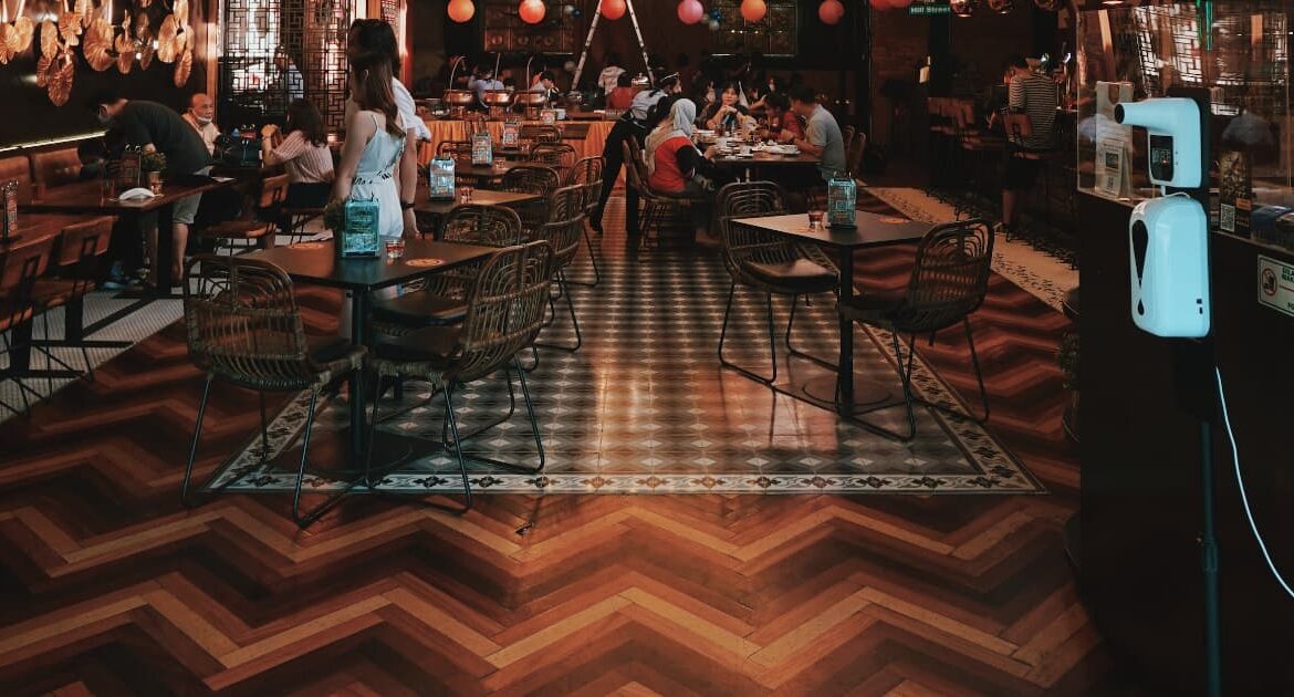 Hardwood floor in a restaurant